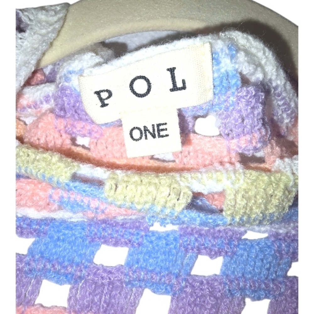POL Pastel Crochet Granny Square Duster Kimono Cardigan OSFA - Picture 4 of 17
